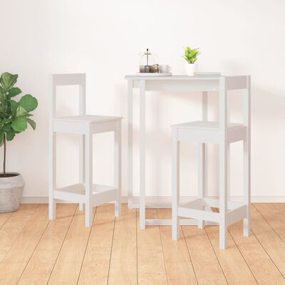 vidaXL Barski stoli 2 kosa bele barve 40x41,5x112 cm trdna borovina