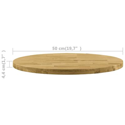 vidaXL Površina za mizo trden hrastov les okrogla 44 mm 500 mm