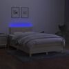 vidaXL Box spring postelja z vzmetnico LED krem 120x190 cm blago
