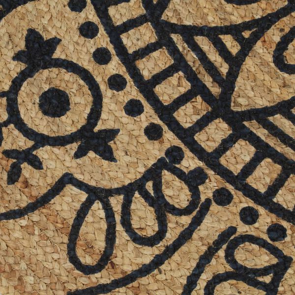 vidaXL Preproga iz jute s temno modrim potiskom ročno izdelana 120 cm