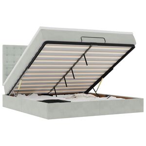 vidaXL Otomanski posteljni okvir z vzmetnicami siv 180x200cm žamet