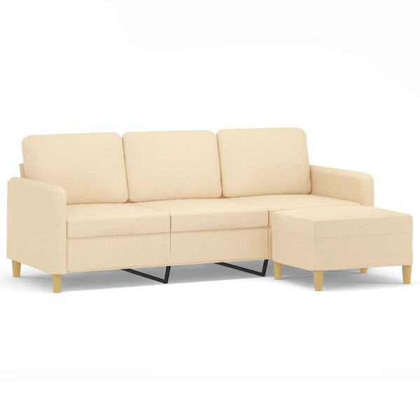 vidaXL Trosed s stolčkom za noge krem 180 cm blago