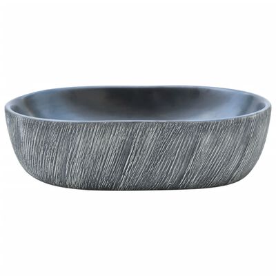 vidaXL Nadpultni umivalnik črn in siv ovalen 47x33x13 cm keramika