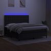 vidaXL Box spring postelja z vzmetnico LED črna 160x200 cm blago