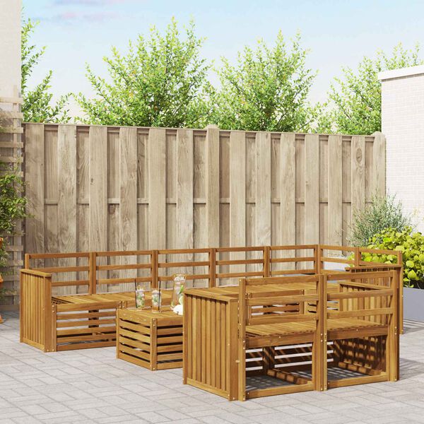 vidaXL Sedežne garniture 9 pcs Naravna Masiven les akacije