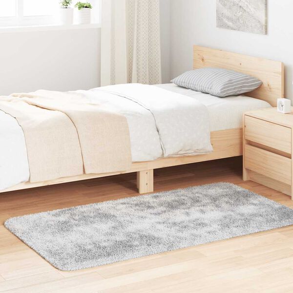 vidaXL Visoka ko&scaron;ata preproga NAVARRA srebrno siva 80x150 cm poliester