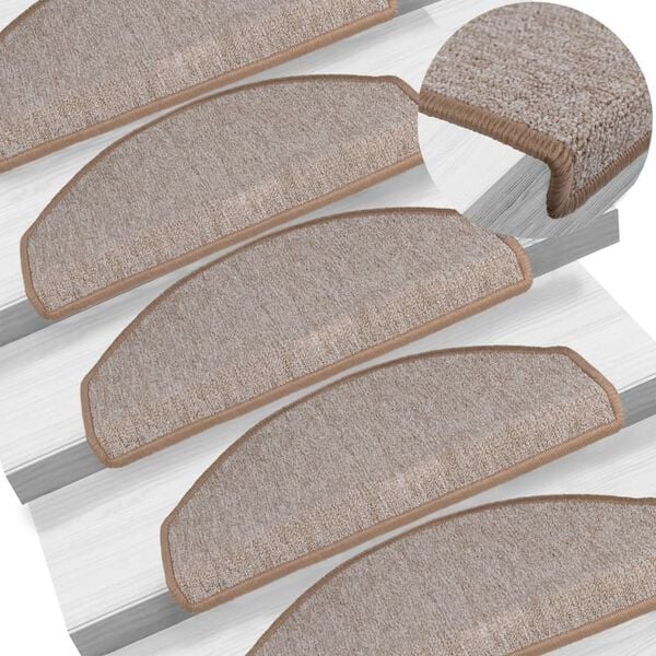 vidaXL Stopni&scaron;čne preproge 15 kosov 65x24x4 cm svetlo rjave polkrožne velike