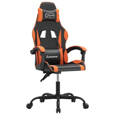 vidaXL Gaming stol črno in oranžno umetno usnje