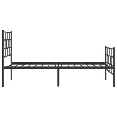 vidaXL Kovinski posteljni okvir z vzglavjem in vznožjem črn 75x190 cm