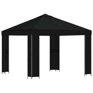 vidaXL Paviljon 3 x 3 m Črna Poliester in jeklo 190 gsm