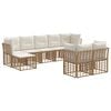 vidaXL Zunanja garnitura za sedenje 6 pcs Naravna in krem bela
