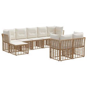 vidaXL Zunanja garnitura za sedenje 6 pcs Naravna in krem bela