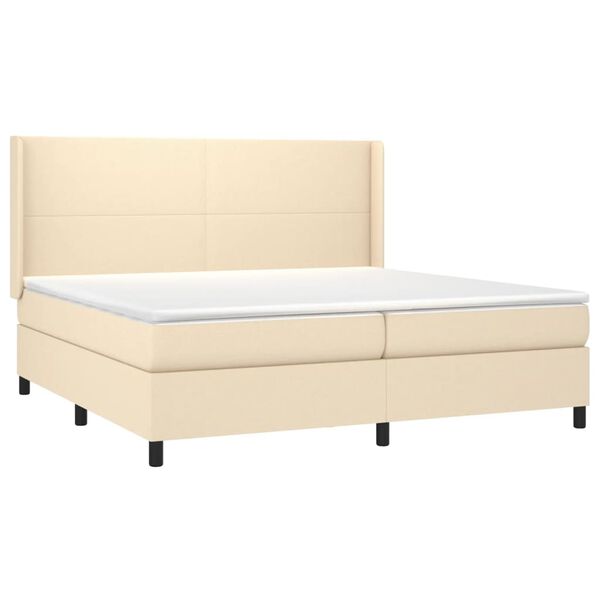 vidaXL Box spring postelja z vzmetnico krem 200x200 cm blago