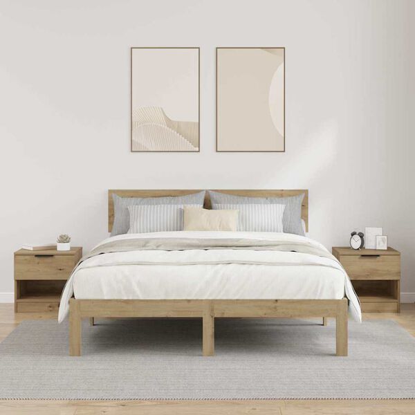 vidaXL Posteljna omarica s predalom 2 pcs Umetni hrast 40 x 39 x 40cm