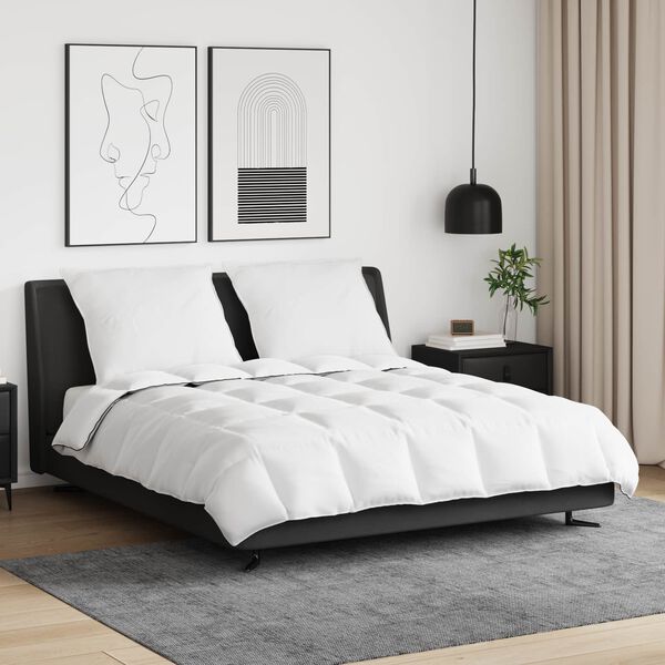 vidaXL Zimska posteljnina z blazino 3 pcs Bela Perje