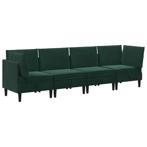 vidaXL Komplet pohi&scaron;tva za dnevno sobo 4 pcs Temno zelena Žamet