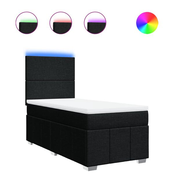 vidaXL Box spring postelja z vzmetnico črna 100x200 cm blago