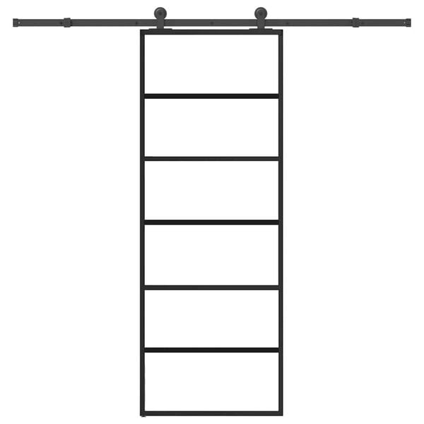 vidaXL Drsna vrata z opremo 76x205 cm ESG steklo in aluminij