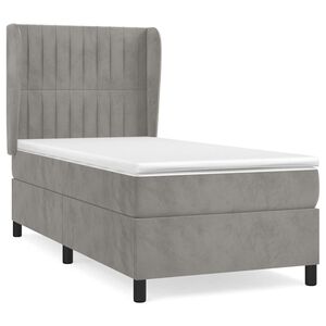 vidaXL Box spring postelja z vzmetnico svetlo siva 80x200 cm žamet