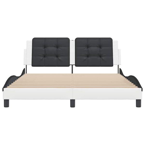 vidaXL Posteljni okvir brez vzmetnice Zadar bel in črn 160x200 cm umetno usnje