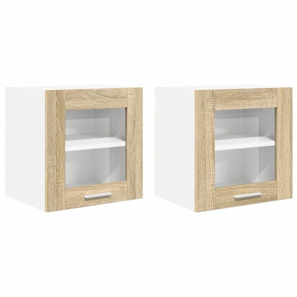 vidaXL Viseča omarica z vrati 2 pcs Sonoma hrast 40 x 31 x 40 cm