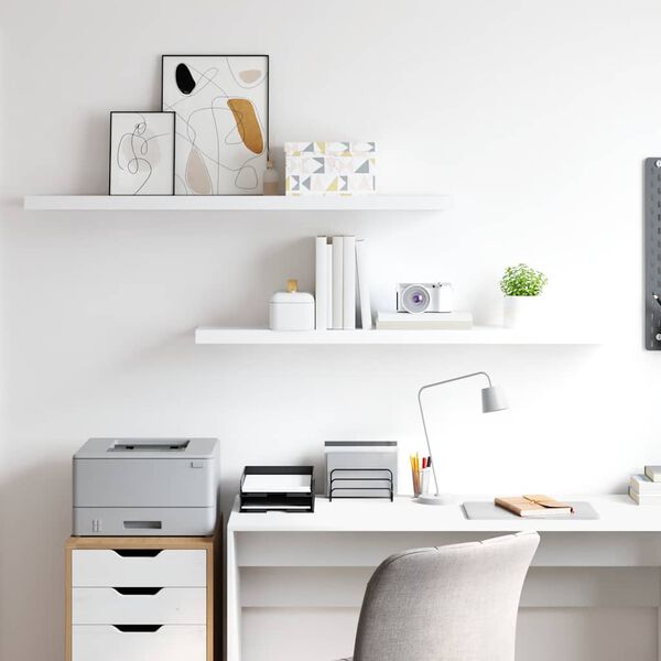 vidaXL Stenske police 2 kosa bele 120x23,5x3,8 cm MDF