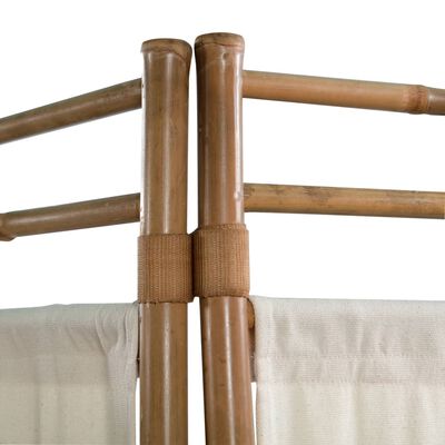 vidaXL Zložljiv 4-delni panel za razdelitev bambus in platno 160 cm