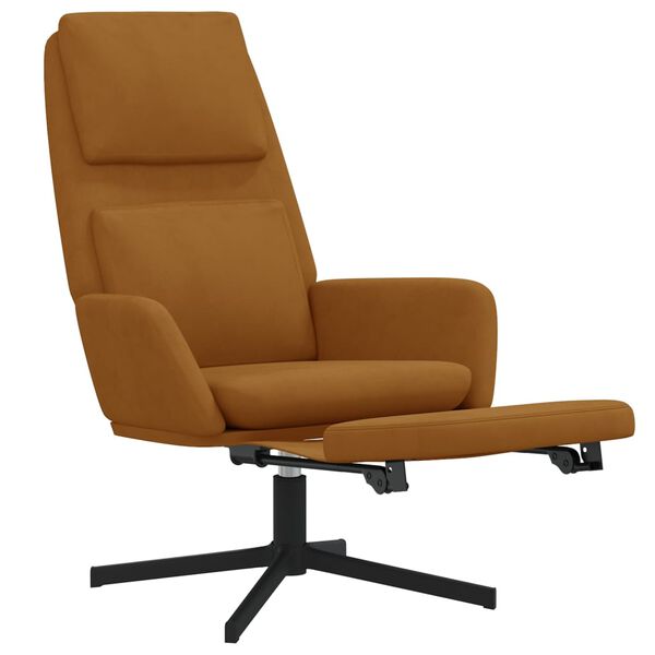 vidaXL Stol za spro&scaron;čanje z oporo za noge rjav žamet