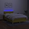 vidaXL Box spring postelja z vzmetnico LED zelena 120x200 cm blago