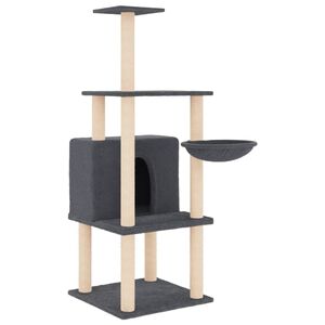 vidaXL Mačje drevo s praskalniki iz sisala temno sivo 132 cm