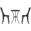 vidaXL Vrtnik Bistro Set 3 pcs Črna Aluminij