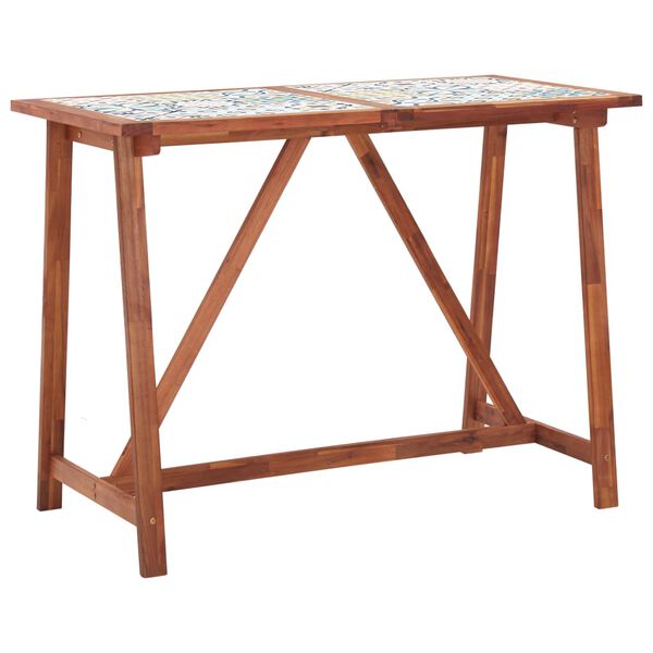 vidaXL Zunanja barska garnitura 5-delna z mozaikom trden akacijev les