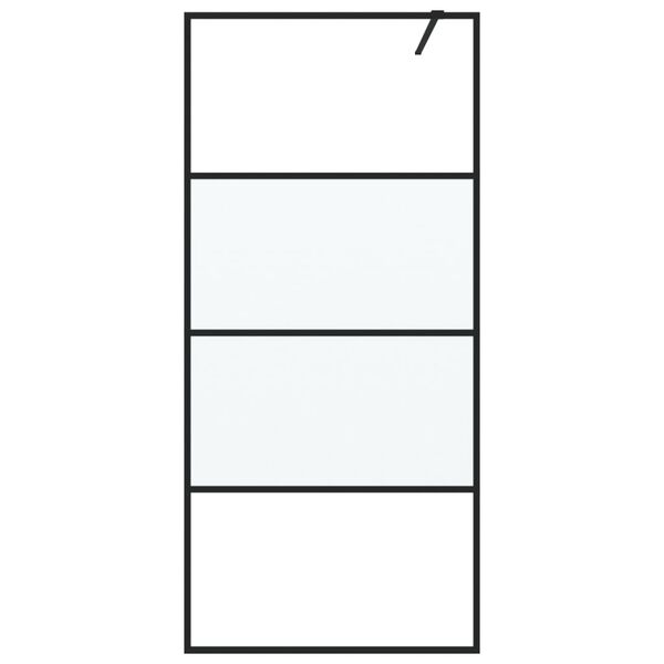 vidaXL Pregrada za tu&scaron; črna 90x195 cm delno motno ESG steklo