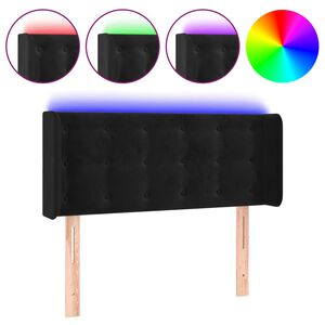 vidaXL LED posteljno vzglavje črno 83x16x78/88 cm žamet