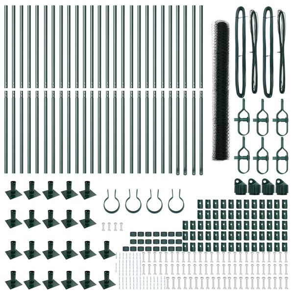 vidaXL Steber ograje. Zelena 50 x 1,6 m (50 mm mreža) Jeklo in PVC