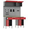 vidaXL Set delovnih omar s predalom s shranjevanjem 8 pcs Rdeča