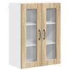 vidaXL Stenski stekleni omarica PORTO Sonoma hrast 60 x 31 x 80 cm