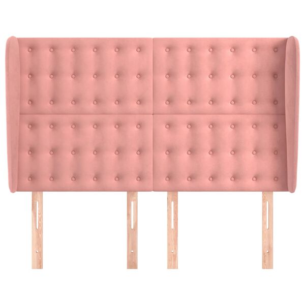 vidaXL Vzglavje z u&scaron;esi roza 147x23x118/128 cm žamet