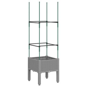 vidaXL Cvetlično korito z oporno mrežo svetlo sivo 40x40x142,5 cm PP