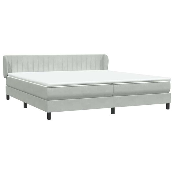 vidaXL Box Spring postelja z vzmetnicami svetlo siva 180x210 cm žamet