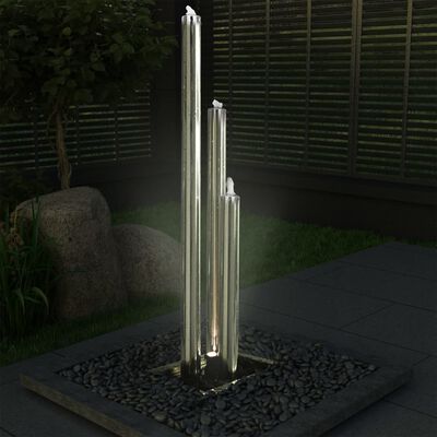 vidaXL Vrtna fontana srebrna 48x34x153 cm iz nerjavečega jekla