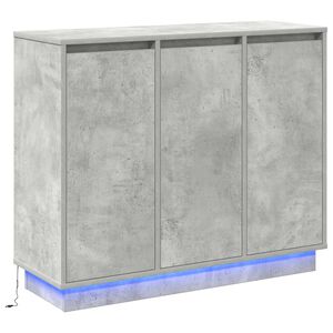 vidaXL LED bočni predalnik z LED lučmi Betonsko siva 90 x 32 x 75 cm