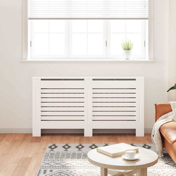 vidaXL Pokrov za radiator bel 152x19x81,5 cm MDF