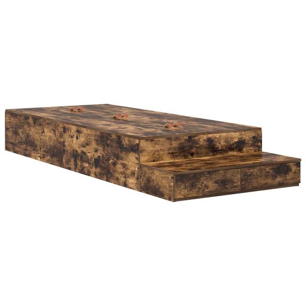 vidaXL Postelja z dodatnim prostorom za shranjevanje Dimljeni oreh