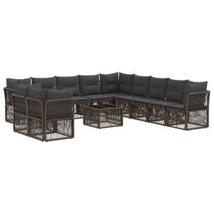 vidaXL Vrtna sedežna garnitura 12 pcs Siva poli ratan