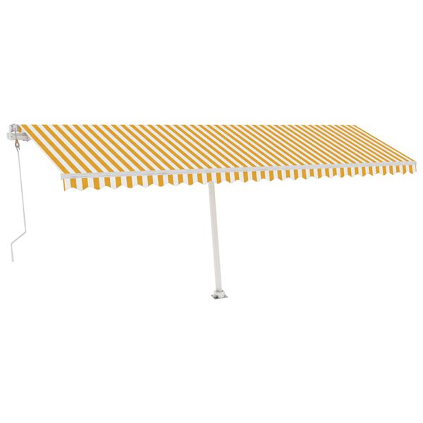 vidaXL Prostostoječa avtomatska tenda 600x300 cm rumena/bela