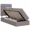 vidaXL LED Postelja za Shranjevanje z Blazino Taupe 90 x 200 cm Blago
