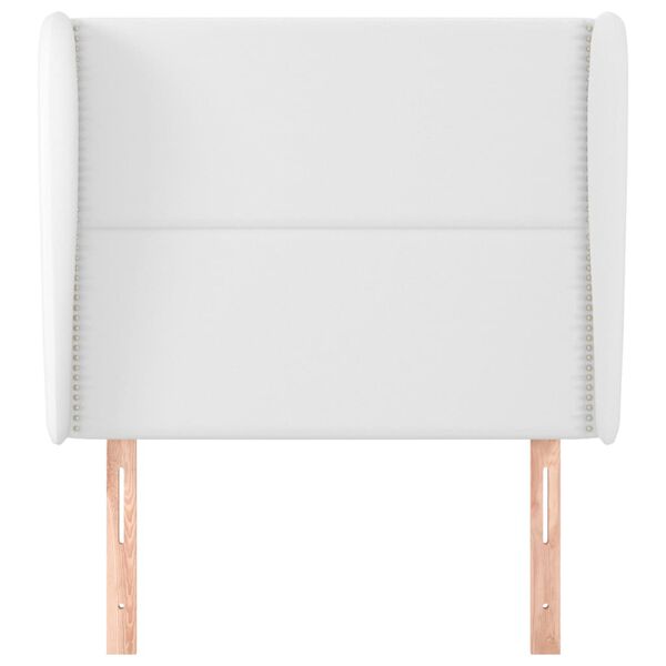 vidaXL Vzglavje z u&scaron;esi belo 93x23x118/128 cm umetno usnje