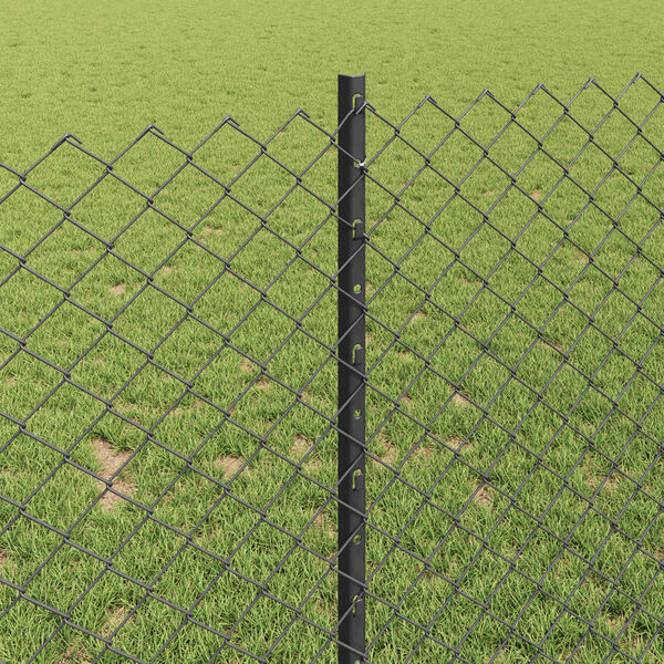 vidaXL Ograja s stebrom Siva 1 x 25 m Jeklo in PVC