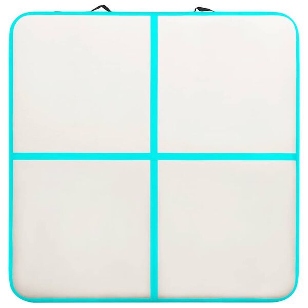 vidaXL Napihljiva gimnastična podloga s tlačilko 200x200x10 cm zelena